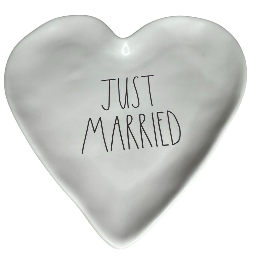 Rae Dunn White Heart-Shaped Plate “Just Married”